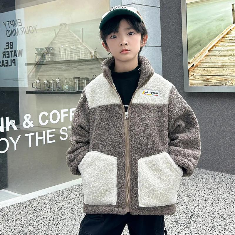 Children Autumn Winter Clothes Plus Velvet Warm Outdoor Teenager Outerwear