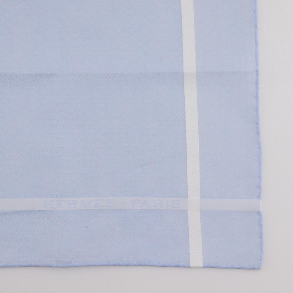 HERMES Jacquard H handkerchief Handkerchief 2 pieces set Gray / light blue cotton mens Used