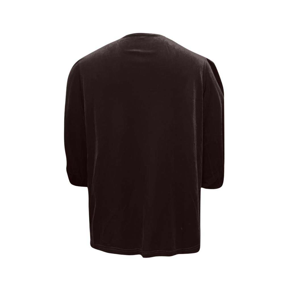 Женские бархатные топы с V-образным вырезом и рукавами-фонариками 3/4, модные нарядные повседневные свободные рубашки для рождественской вечеринки и праздника