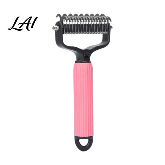 Double-sided Pet Brush Grooming Rake Double Sided Cat Undercoat Rake Dematting Comb Gentle Dog Tool for Knots Detangling Tool Deshedding Dogs Cats