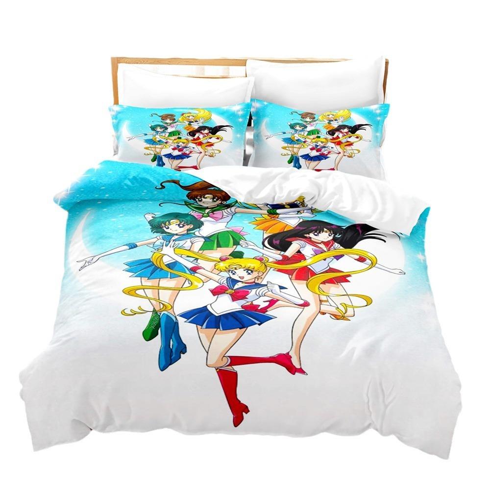 Kawaii Sailor Moons luxurious Duvet Covers Kids Cartoon Bedding Set Quilt Cover Twin Full Bedroom Bed Decor for Teens Best Gifts