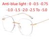Металлическая безободковая оправа для очков женская рецептурная с защитой от синего света для близорукости оптическая овальная 0 -0.5 -1.0 -1.5 До -5.0