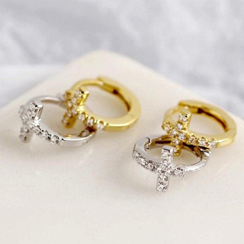 Серьги, Цирконий Крестовина Ухо Пряжки Ins Стиль Ниша Дизайн Серьги Модные Серьги