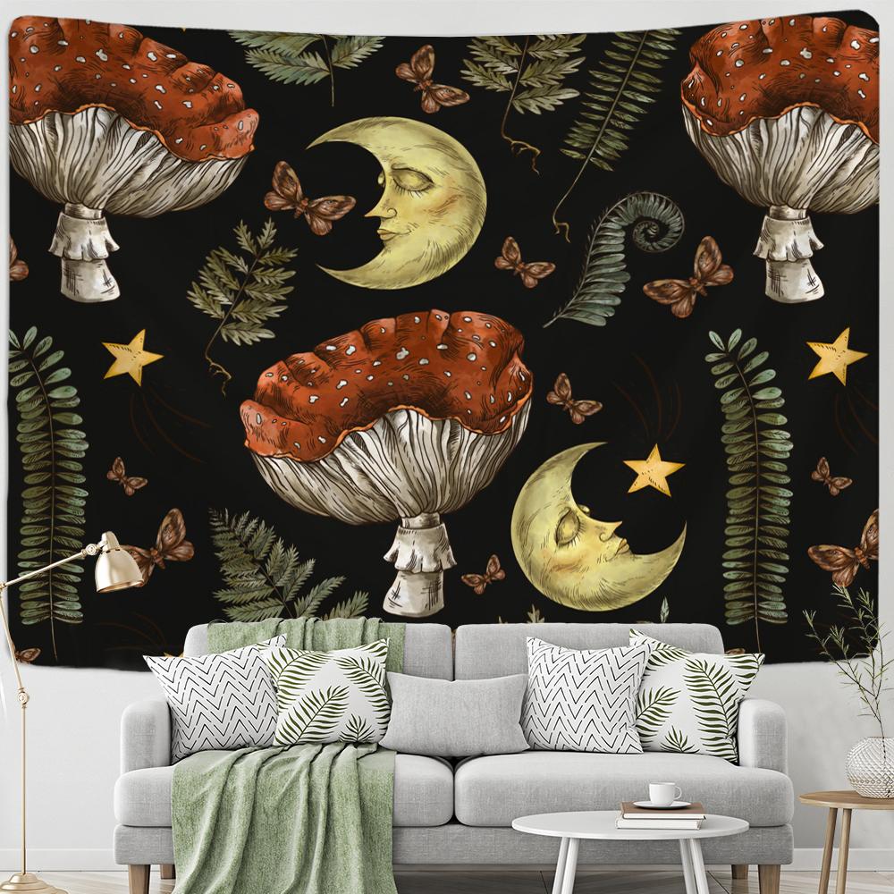 Винтажный психоделический грибной солнечный гобелен с растением небесный цветочный настенный подвесной хиппи Тапиз Декор в общежитии