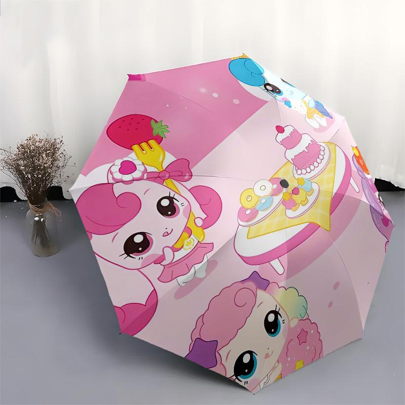 Cute Characters Desserts Automatic Opening and Closing, 8 rib Structure Portable Umbrella, Suitable for Men and Women in All Seasons Perfec