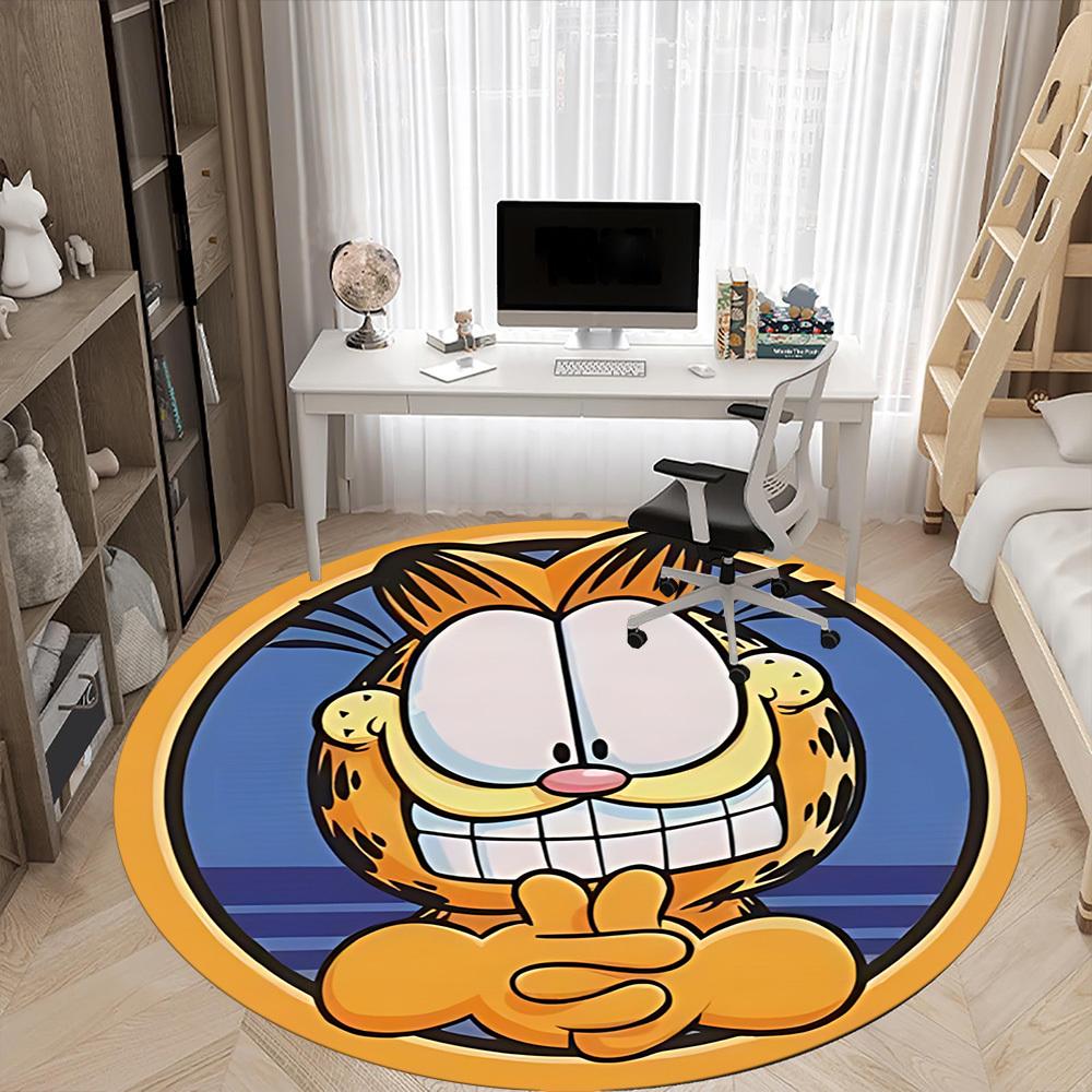1pc Garfield Cat Office Round Area Rug, Under Office Chairs Bedroom Living Room Home Decor a1022384