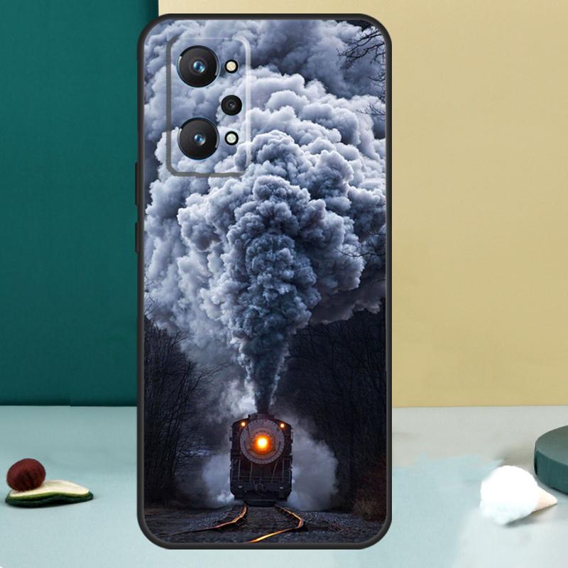 Винтажный паровоз Железная дорога Для Realme 14 13 Pro Plus 10 11 12 GT 5 6 6T GT7 Pro C61 C55 C53 C51 C21Y C25S C75 C67 Чехол