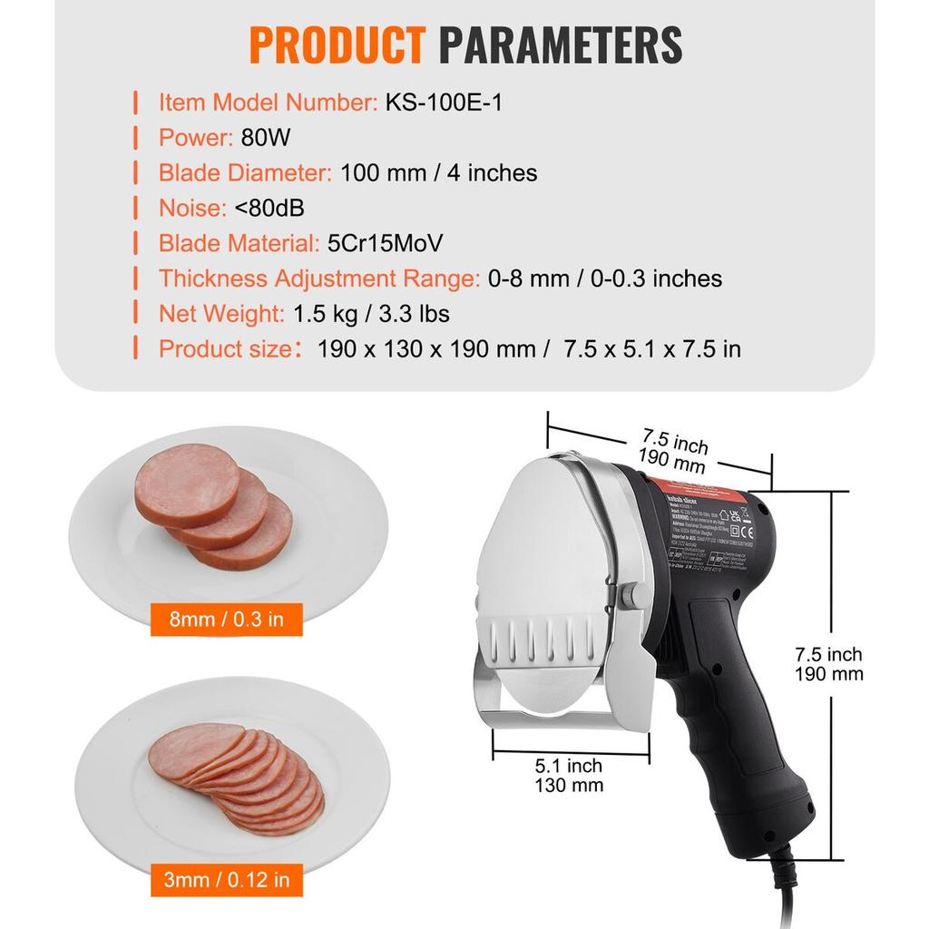 Electric Shawarma Knife Turkish Doner Kebab Meat Gyro Cutter with 2 Blades