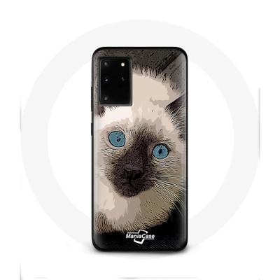Coque Pour Samsung Galaxy S11 Plus Chat Siamois Noir Et Blanc Aux Yeux Bleus