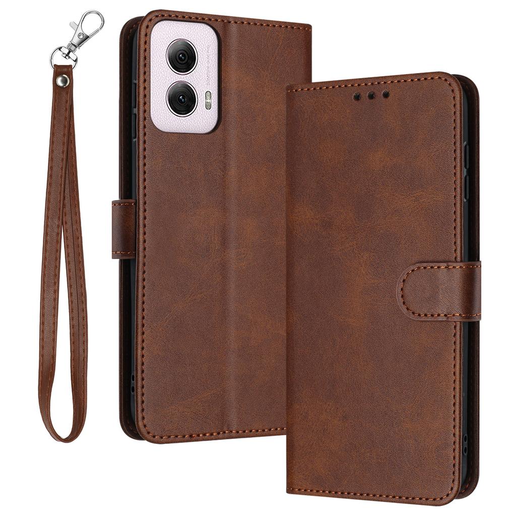 For Motorola Moto G Play 5G (2024)/Motorola Moto G 5G (2024) Case Flip Stand Leather Phone Cover Solid Color Design