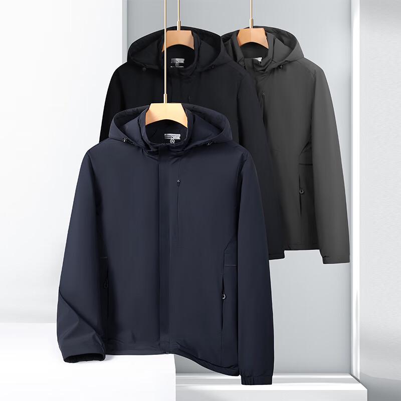 Dibinze Men's Plus Size Warm Padded Jacket with Detachable Hood