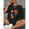 Painted Lady Face Personality Design Print T Shirt Female Street Comfortable T-Shirt