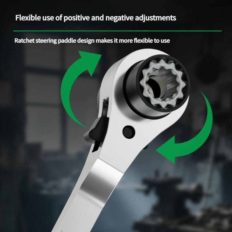 Многоразмерный трещоточный ключ с двусторонним дизайном для механиков, DIY-проектов, конструкция из коррозионностойкой стали