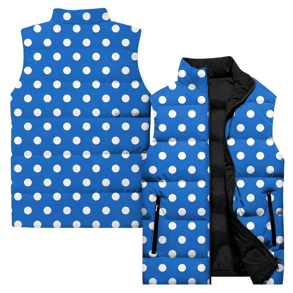 Ladies' Casual And Fashionable Sleeveless Vest Polka Dot Printing Cotton Jacket
