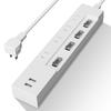 Удлинитель Hikari Terrace с выключателем энергосбережения, шторками, защитой от перенапряжения, USB, 4 розетки переменного тока, 2 порта USB, пылезащитные шторки, кабель 2 м, белый
