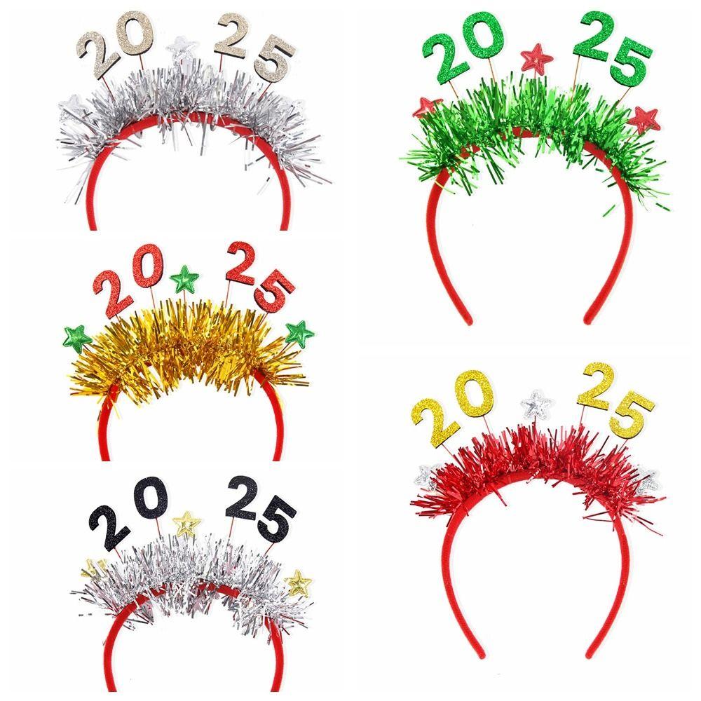 Головной убор с буквами, рождественский, пластиковый, новогодний, декоративный, головной убор 2025, повязка на голову для девочки