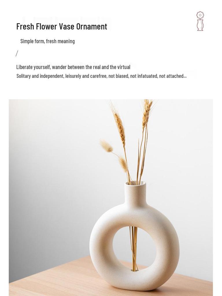 Nordic White Unglazed Ceramic Vase - Desktop Decorative Ornament