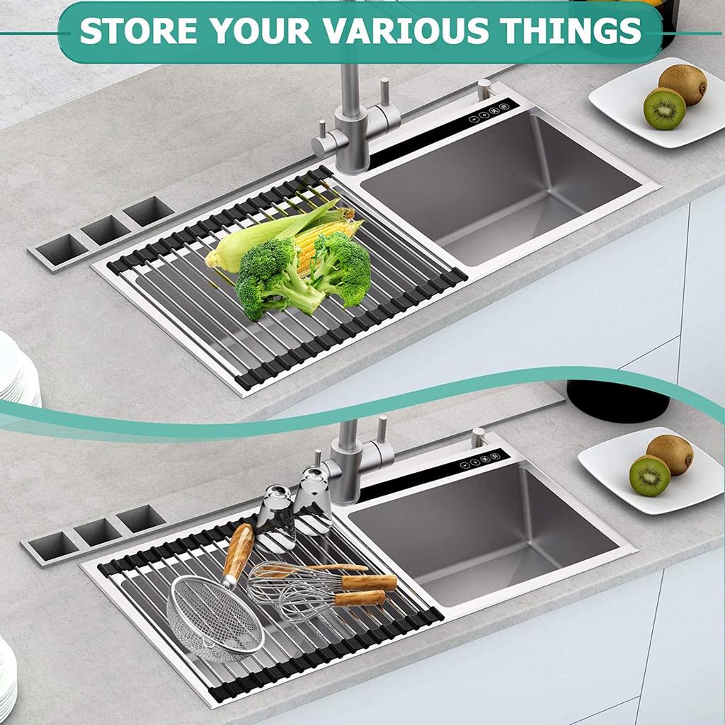 Полка для посуды, кухонная стойка для стоков, складная полка для посуды из нержавеющей стали на раковине