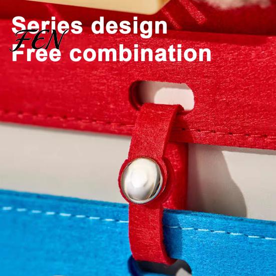 Wall Hanging Storage Solution Hair Accessories Bag, Space Saving Felt Organizer Portable Rope with Hook, Multi-Color Partitioned Holder for Hairclips
