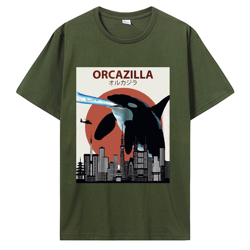 Hot Sale Fashion Cotton Tshirt Orcazilla Funny Killer Whale Tshirt Orca Lovers Gift Men Oneck Funny Tee Shirt