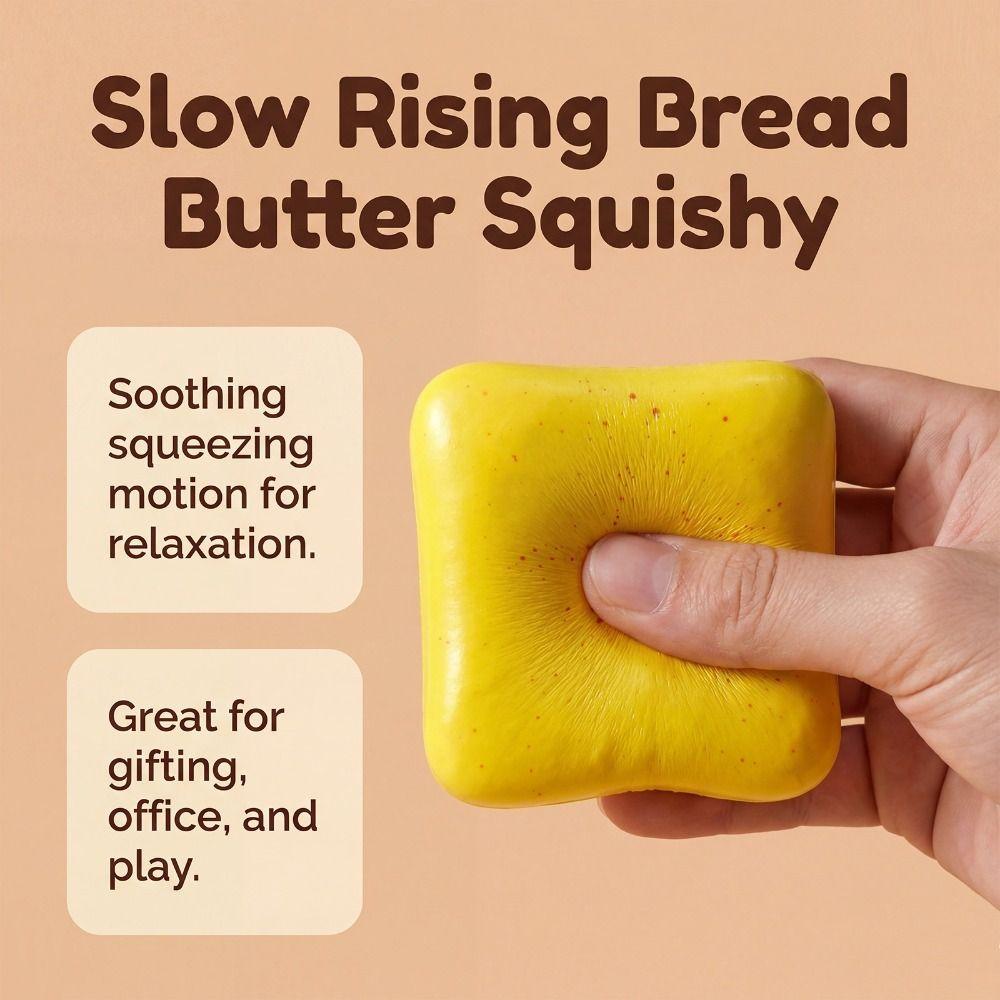 Simulation Cream Toast Pinch Toy TPR Cartoon Fidget Toy Cream Toast Squeeze Toy Practical Jokes
