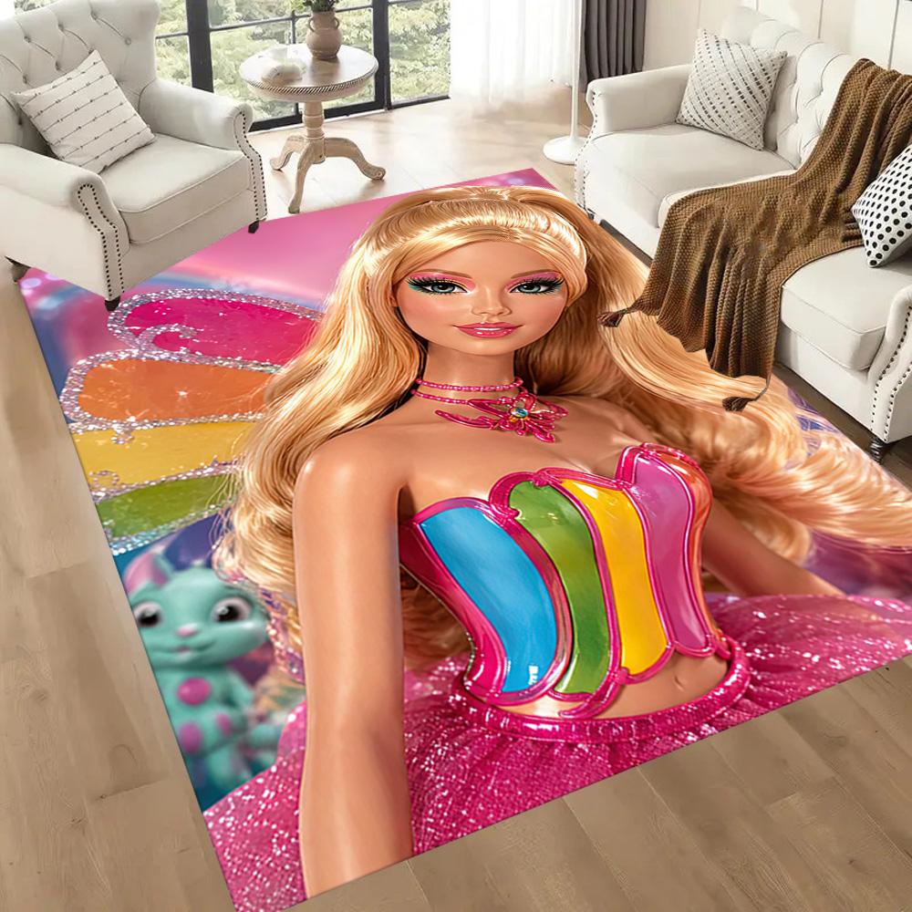Barbie In Rainbow Fantasy Square rugs are a great choice for living rooms, bedrooms, home décor, and as gifts.
