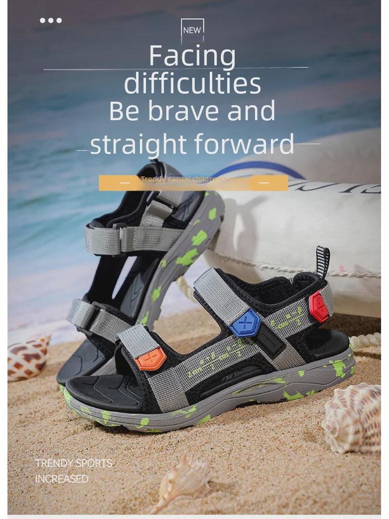 Легкие модные сандалии для мальчиков — мягкая подошва, нескользящая, летняя пляжная обувь для детей среднего и большого размера