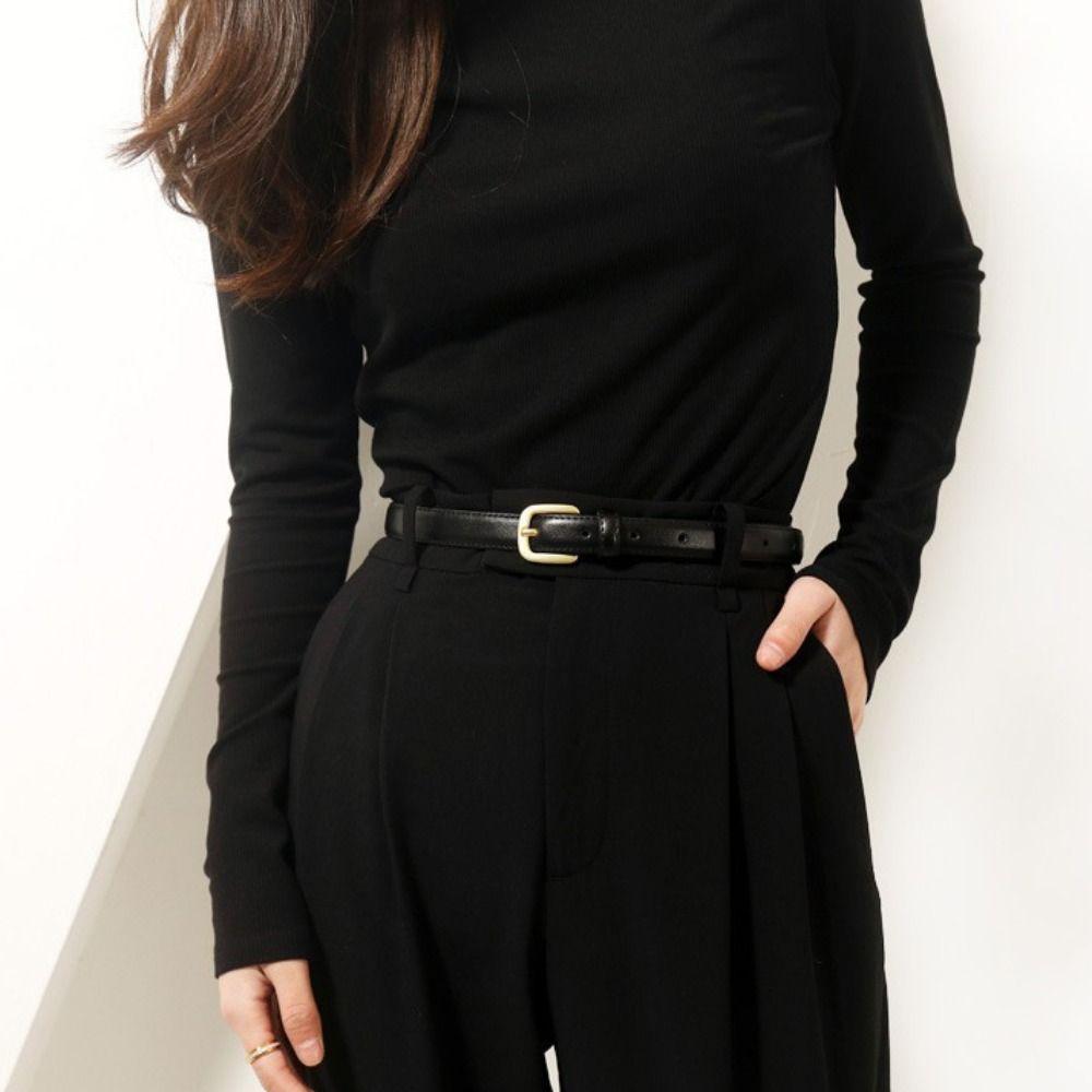 Black Needle Buckle PU Leather Waist Belt with Jeans Belt Korean Style Waistband Daily