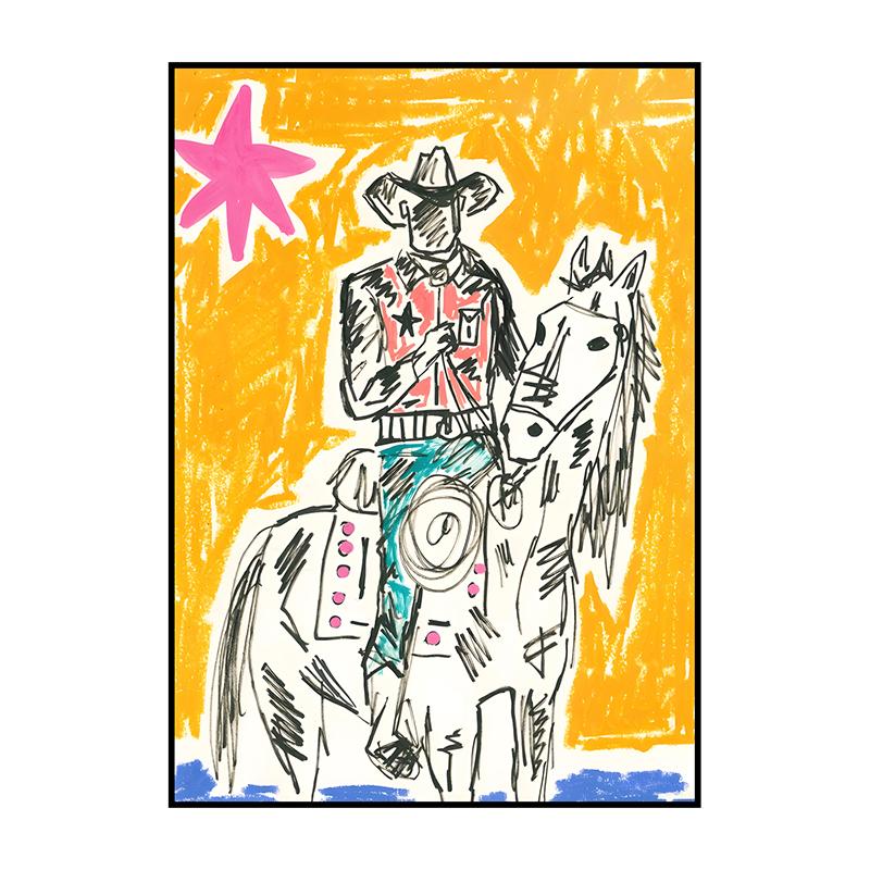 Abstract Classic Vintage Western Cowboy Poster Into The Wild Wall Art Print Canvas Painting for Living Room Home Decor Picture