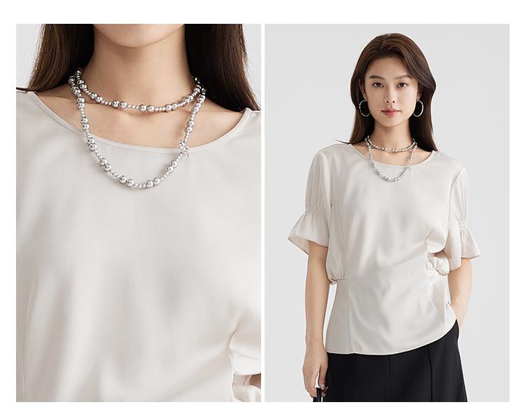 Advanced round neck short sleeved women's shirt