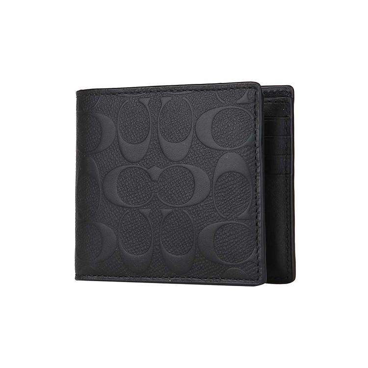 COACH 3 IN 1 Wallet Cross Grain Cow Leather Wallet Men's Black (Unisex) Wallets 75371 BLK
