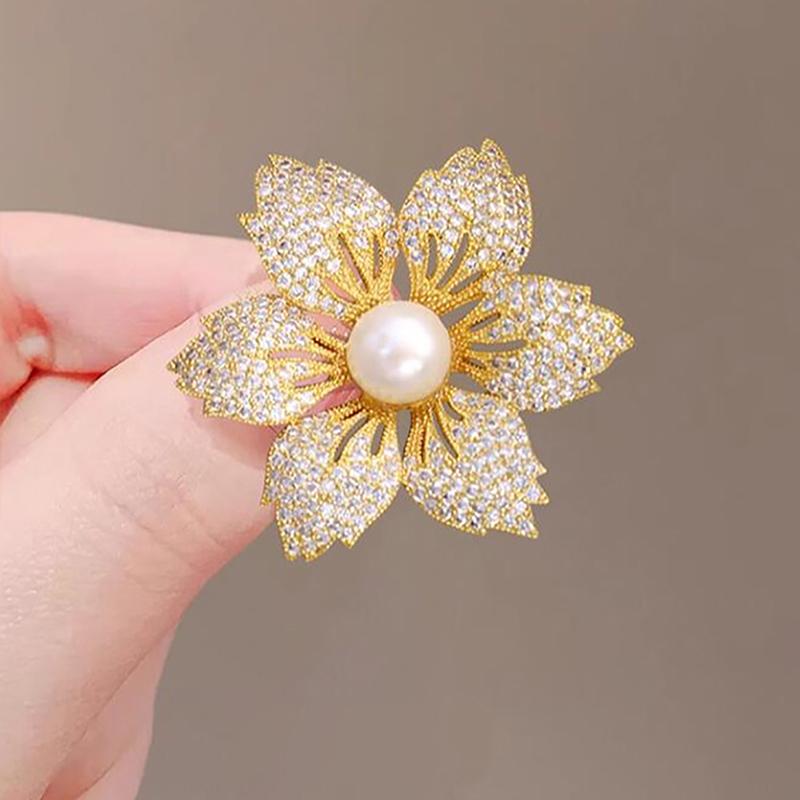 Golden High-End Women'S Delicate Flowers, Sparkling S, Redbud Anti-Light Brooches