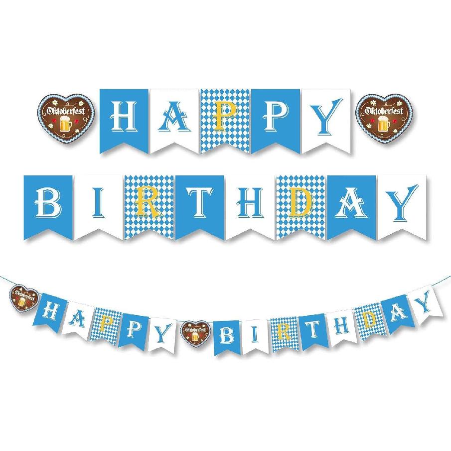 Oktoberfest & Birthday Banner, 2pcs Eco-Friendly Paper Banners, 6ft Each, Perfect for Oktoberfest & Birthday Parties