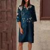 Женское летнее платье с ретро-цветочным принтом, V-образным вырезом и короткими рукавами, легкое дышащее платье