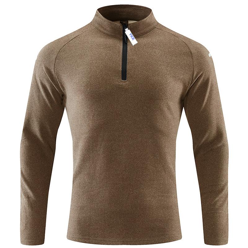 Men S Warm Fleece Stand Collar Long Sleeve Outdoor Thermal Casual Top