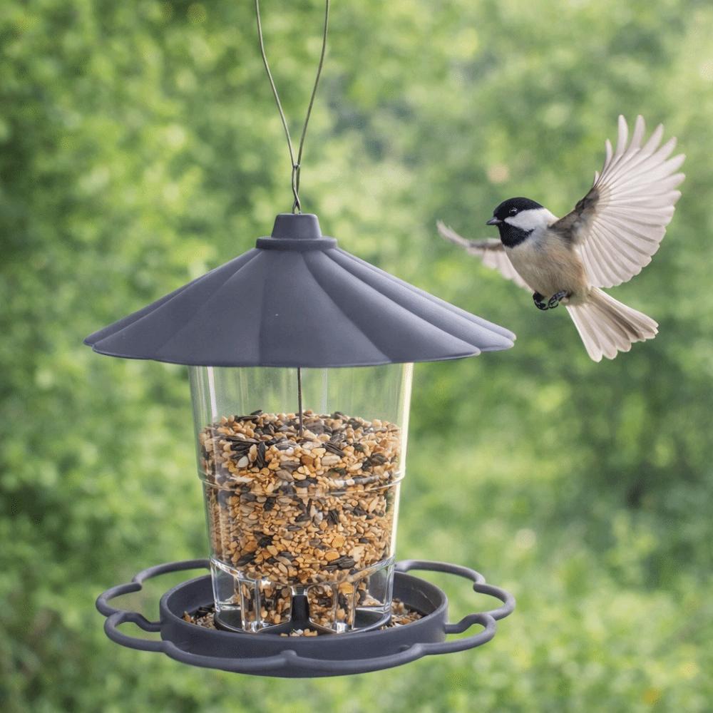Folding Hanging Wild Bird Feeder Waterproof with Lanyard Hummingbird Feeder Gazebo Style Large Capacity Automatic Bird Feeder