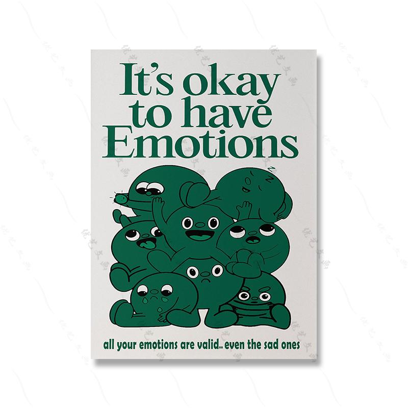 Cartoon Positive Quote Print Retro Art Poster Print Funny Character Abstract Emotions Canvas Painting Living Room Home Decor
