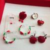Flocked Ankola Red Apple Earrings - Cute, Sweet, and Versatile for Autumn/Winter and New Year