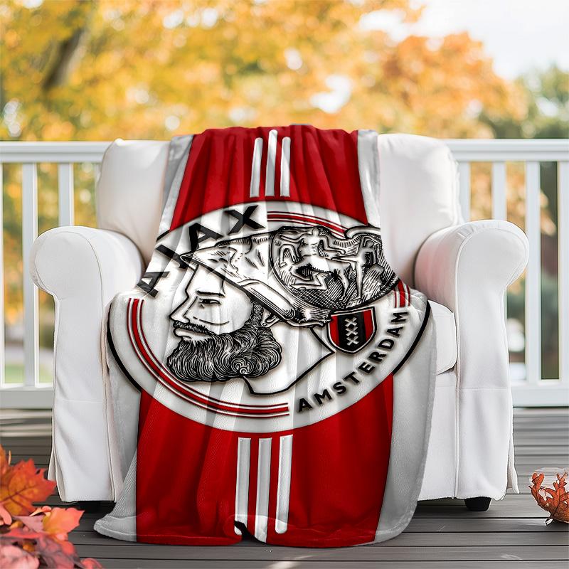 1pc Ajax FC Theme Blanket - Digital Print, Polyester, Cozy for All Seasons, Perfect for Outdoor, and Travel