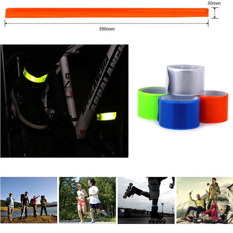 5pcs Reflective Night Safety Slap Wrap Band Ankle Leg Wrist Arm Cycling Jogging