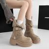 British Style Retro Platform Martin Boots Women's 2025 Autumn and Winter New Fashionable Versatile and Thin Height-increasing Medium Boots