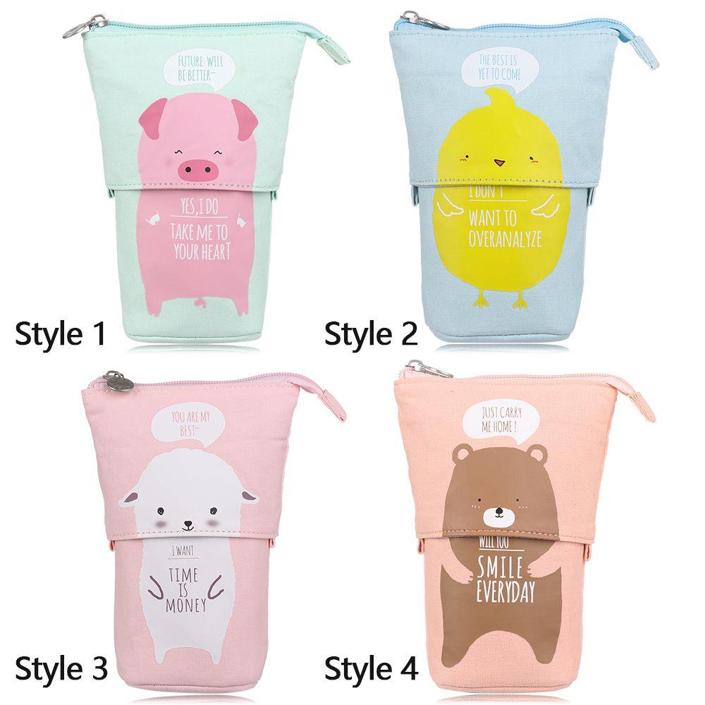 Fashion School Supplies Stationery Pencil Case Makeup Pouch Zipper Storage Box Flexible Pen Bag