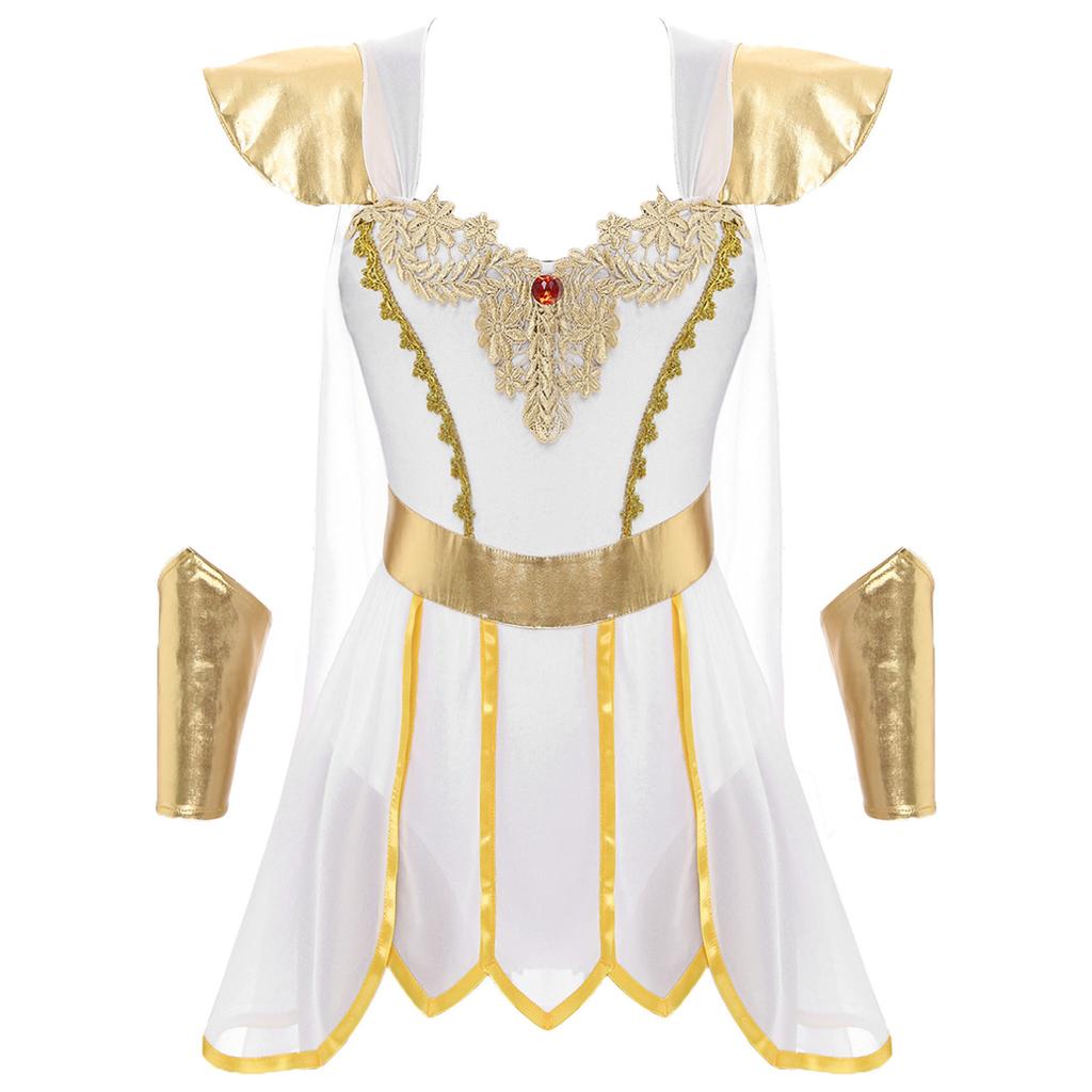 Womens Ancient Greek Queen Bodysuit Toga Costumes Rome Empress Bodysuit+Cuffs Outfits Halloween Sexy Roman PrincessDress-Up
