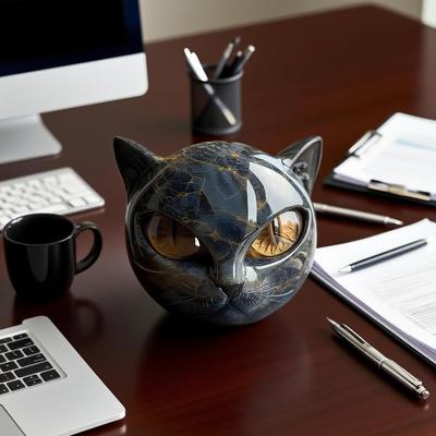 Статуэтка кошки Роскошная фигурка кошки Черный котенок Орнаменты Скульптура животного Домашний декор для гостиной Спальни Шкафа Полки Столешницы