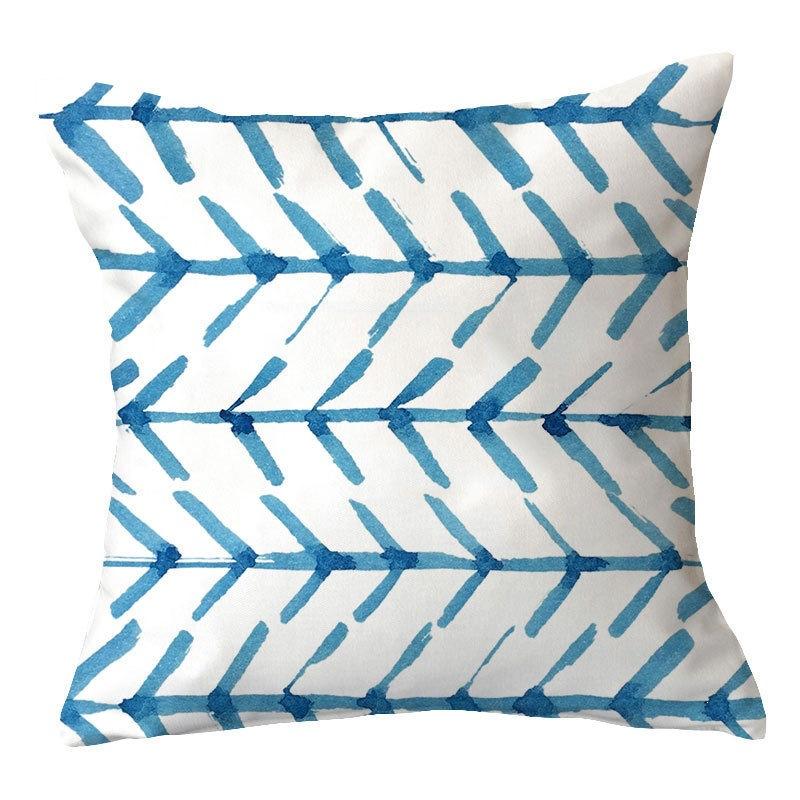 New Outdoor Blue Geometric Plush Pillow Cover Home Fabric Sofa Pillow Cushion Cover Design