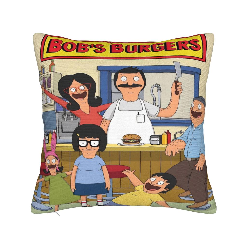 B-Bob Burgers Thanksgiving Pillowcase Cushion Cover  Pillow Covers Soft and Sweet Chair Decorations Zipper Multiple Sizes