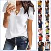 Women's Spring/Summer New Top V-neck Medium Long Loose Casual Short Sleeve