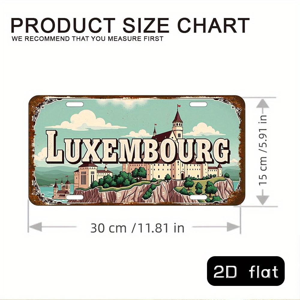 HD Aluminum Metal Sign Luxembourg Vintage License Plate Style Wall Decor Retro Castle Landscape Distressed Design Tin Poster f