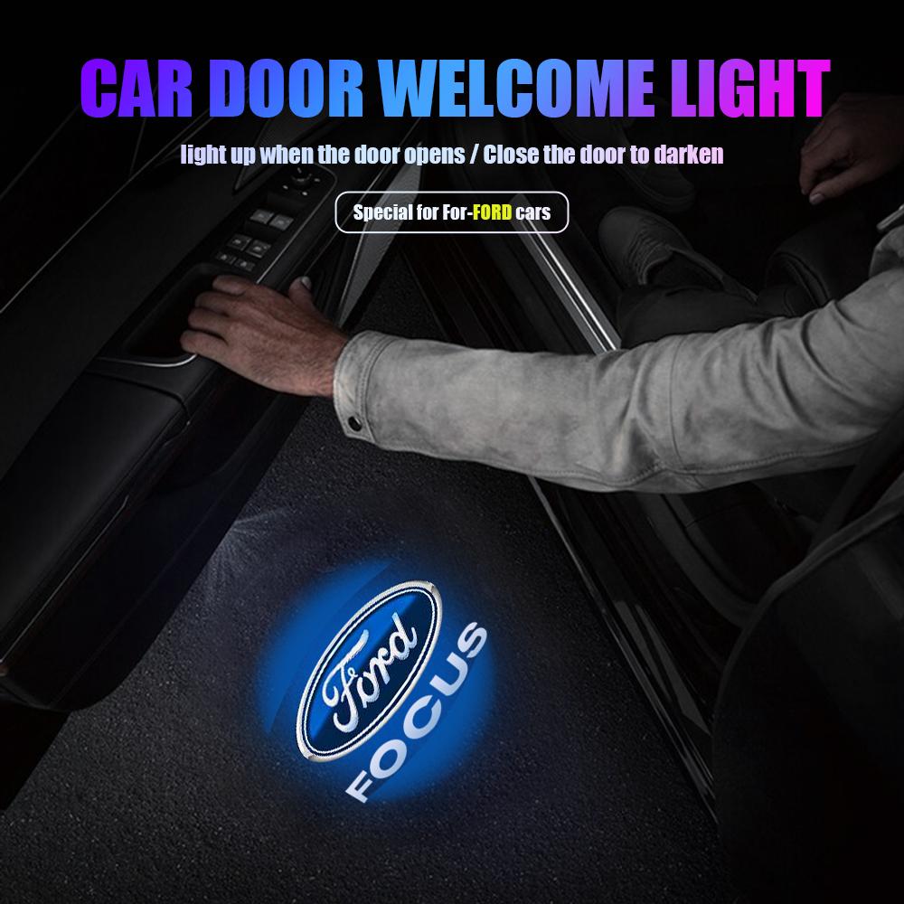 ugsbf6 2PCS Car HD Induction Lamp Laser LED Welcome Light Decoration Accessory For Ford Max 2007-2008 Mondeo 2007-2013 FOCUS Mustang