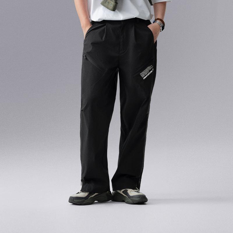 Li-Ning CF Surging Series Casual Solid Color Zipper Straight Loose Knit Sports Pants Men низ Black AYKU617-2